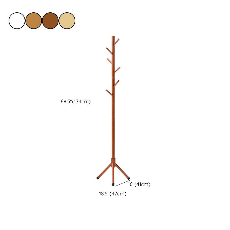 70"/69" Tall Hall Stand, Scandinavian Solid Wood Entry Hall Tree with Hook