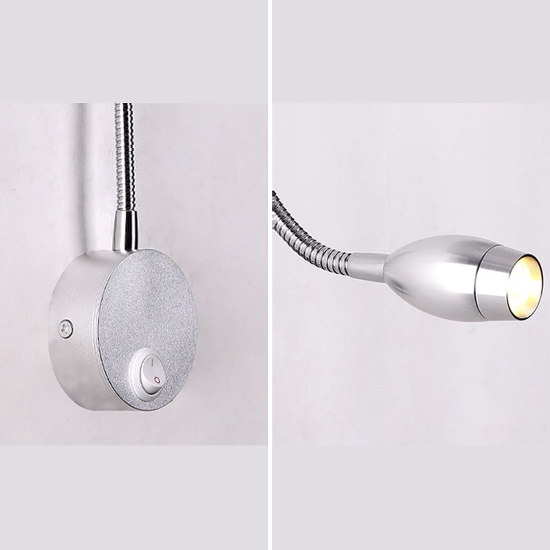 Diseño de manguera ajustable lámpara de lectura LED lámpara de montaje de pared de aluminio moderna con interruptor independiente