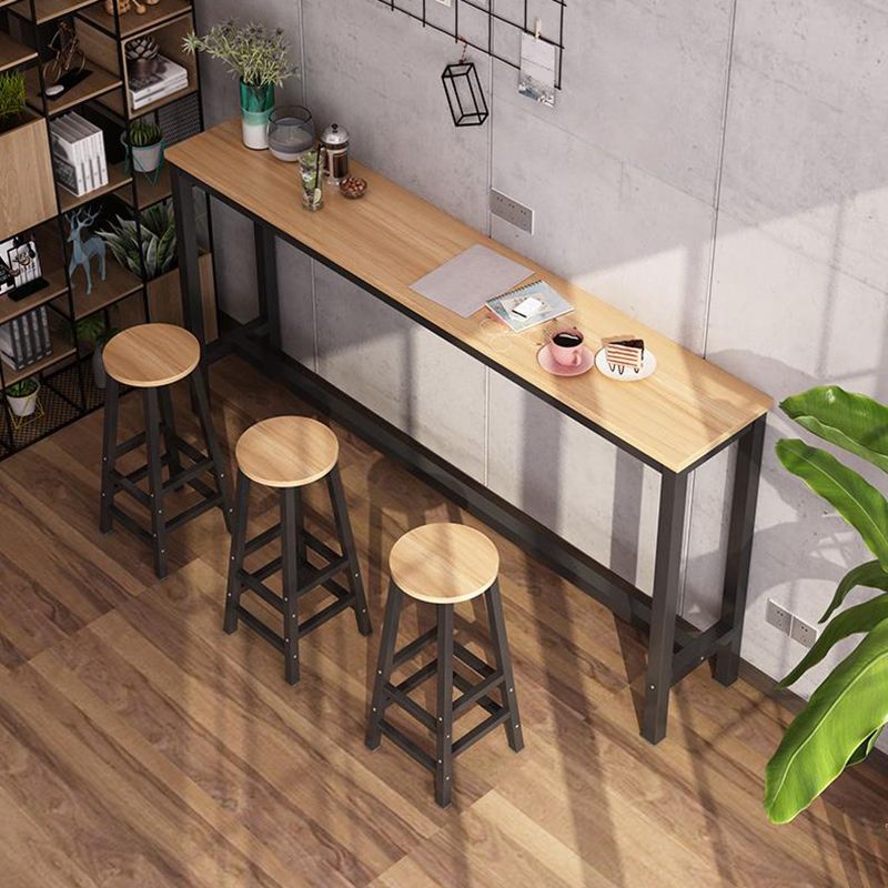 Contemporary Manufactured Wood Bar Table with Metal Base for Home