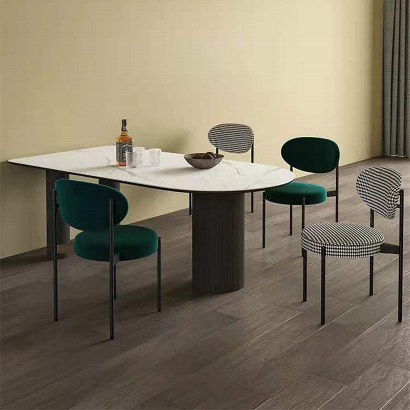 Metal Contemporary Free Form Dining Table Sintered Stone Top Table for Dining Room and Kitchen
