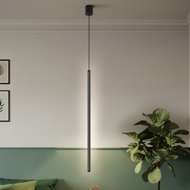 Lustre cylindrique lustre suspendu luminaire moderne de suspension extérieure moderne en finition noire