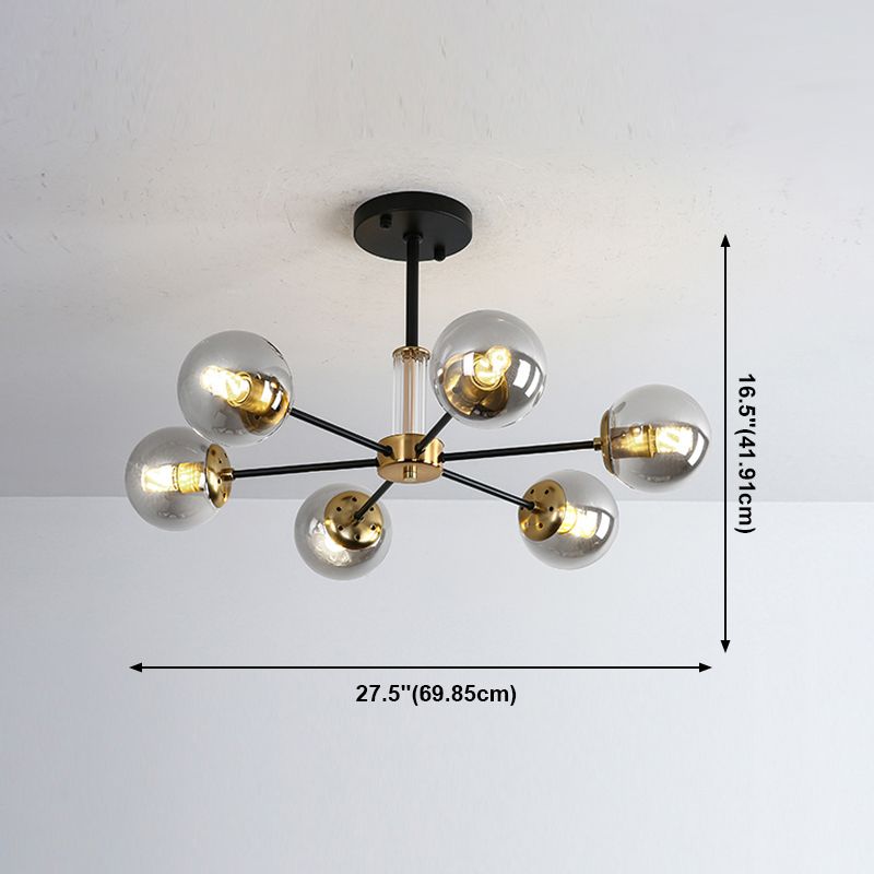 Nordic Globe Chandelier Clear Glass Multi Light Hanging Light for Bedroom