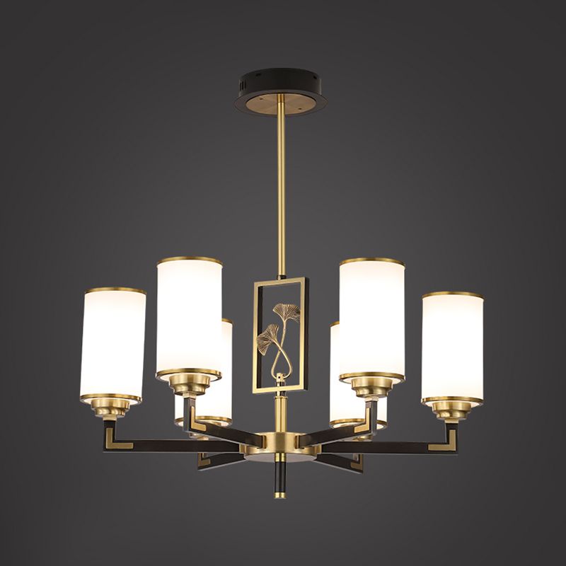 Cylinder Shape Pendant Lights Modern Style Glass Chandelier Lights