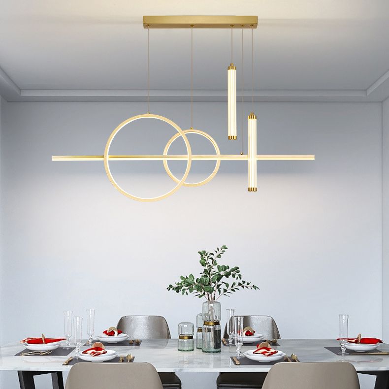 Multiple-Light Geometric Island Pendant Modern Metal Island Lighting for Dining Room