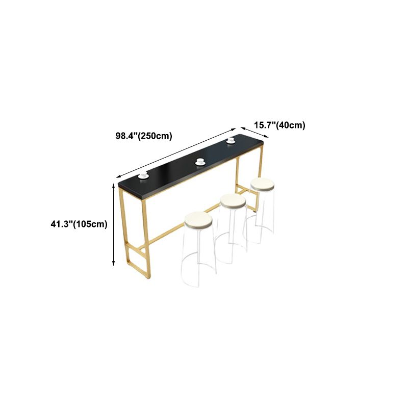 Black Solid Wood Bar Table Gold and Metal Base Bar Table for Kitchen Living Room