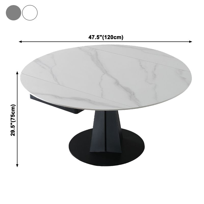 Mesa de comedor redonda extensible Mesa de piedra sinterizada moderna con pedestal negro