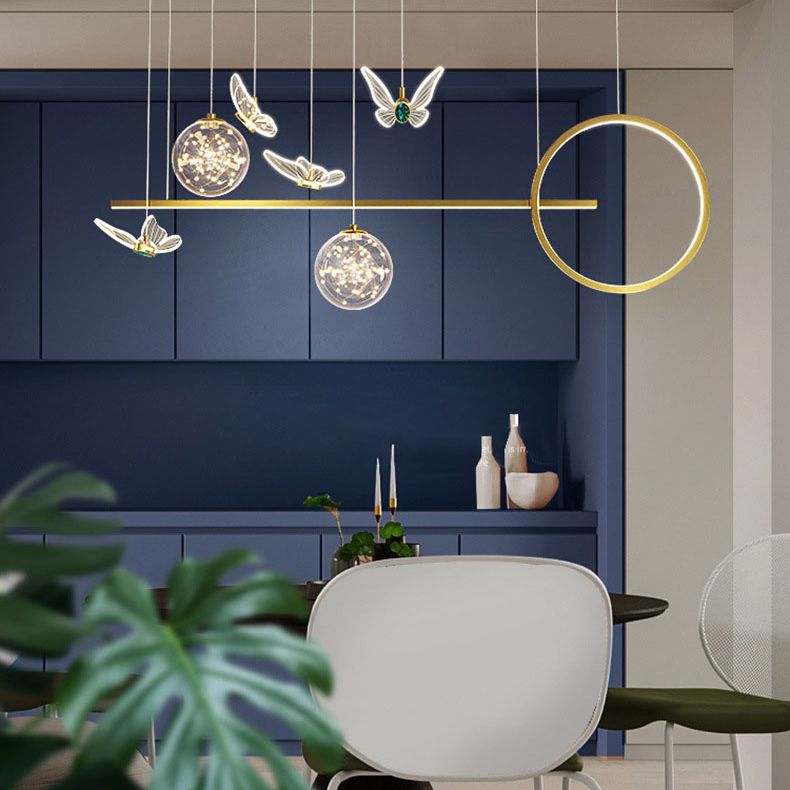 Modern Pendant Lighting Geometric Chandelier Light Metal 8 Light Island Lighting