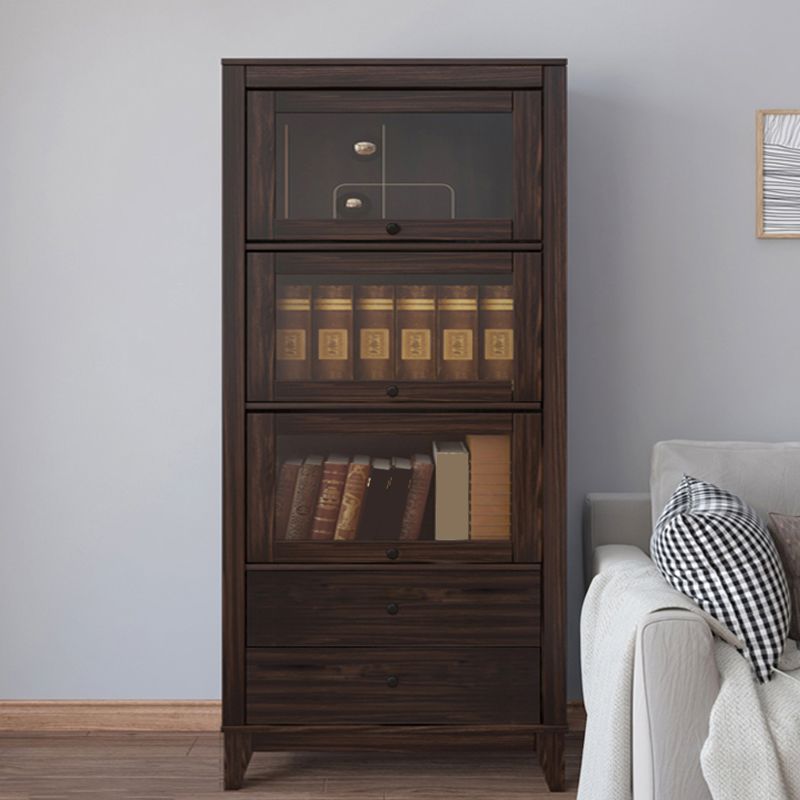 Mid-Century Modern Side Cabinet Square Accent Cabinet with Brown
