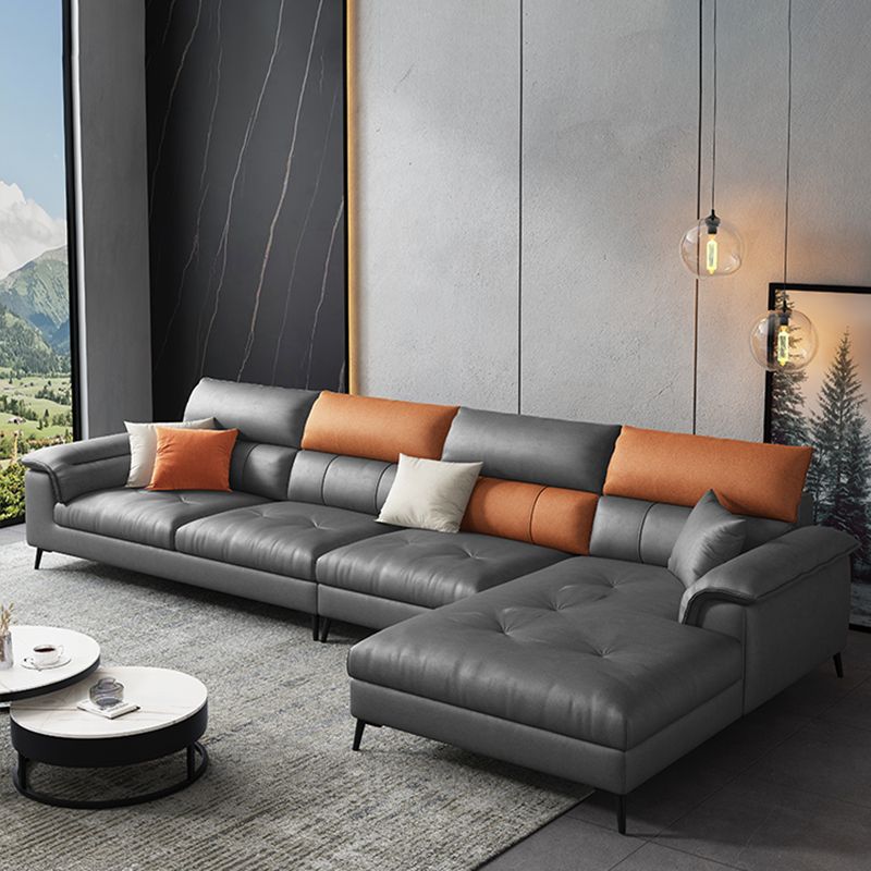 Contemporary Stain-resistant Sectional L-shape Pillow Top Arm Sectional