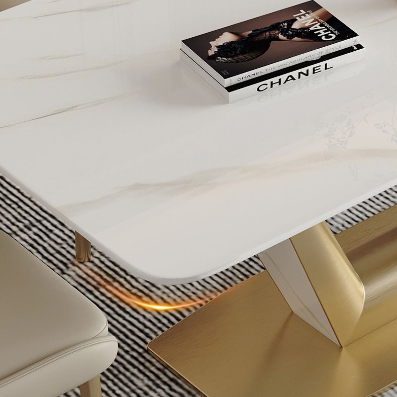 Traditional Luxury Rectangle Dining Site Table Stainless Steel Dinette Table