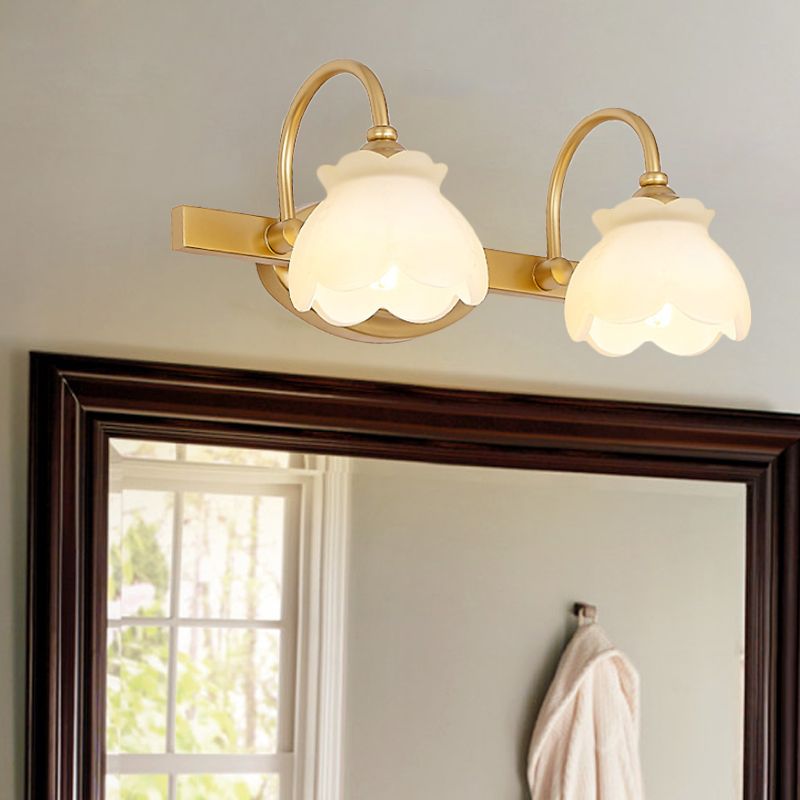 Blossom Bathroom Vanity Mirror Light Traditional Metal LED 2/3/4 Heads Brass Wall Mounted Lamp