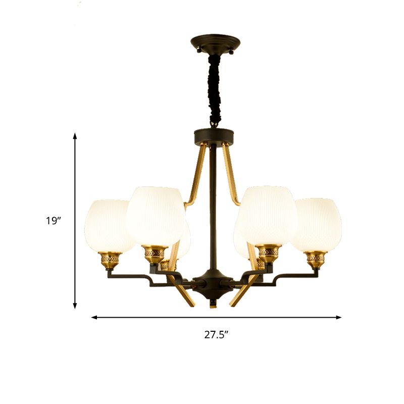 6/8/15 Lichter Gefriertes Glas Anhänger Kronleuchter traditioneller Messingbecher Wohnzimmer Hanging Deckenleuchten