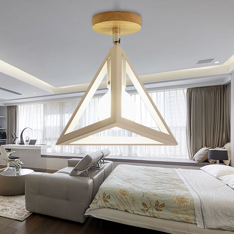 Rotatable 1 Bulb Square/Pyramid Ceiling Mount Light Modern Stylish Metallic Black/White Ceiling Lamp for Foyer Stair