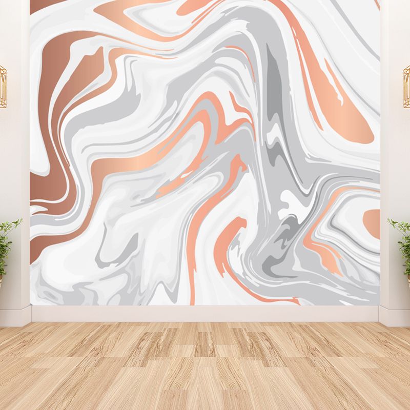 Wavy Patterned Wall Mural Decal Soft Color Modern Wall Covering for Teenage Bedroom