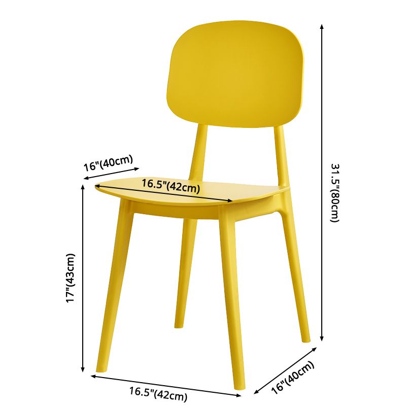 Contemporary Style Plastic Dining Chairs Multicolor Open Back Side Chair