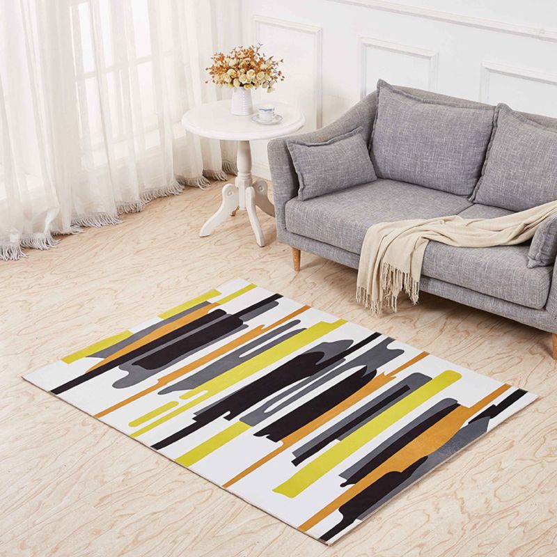 Minimalistic 3D Geometric Rug Multicolor Polyester Area Carpet Pet Friendly Non-Slip Backing Washable Rug for Living Room