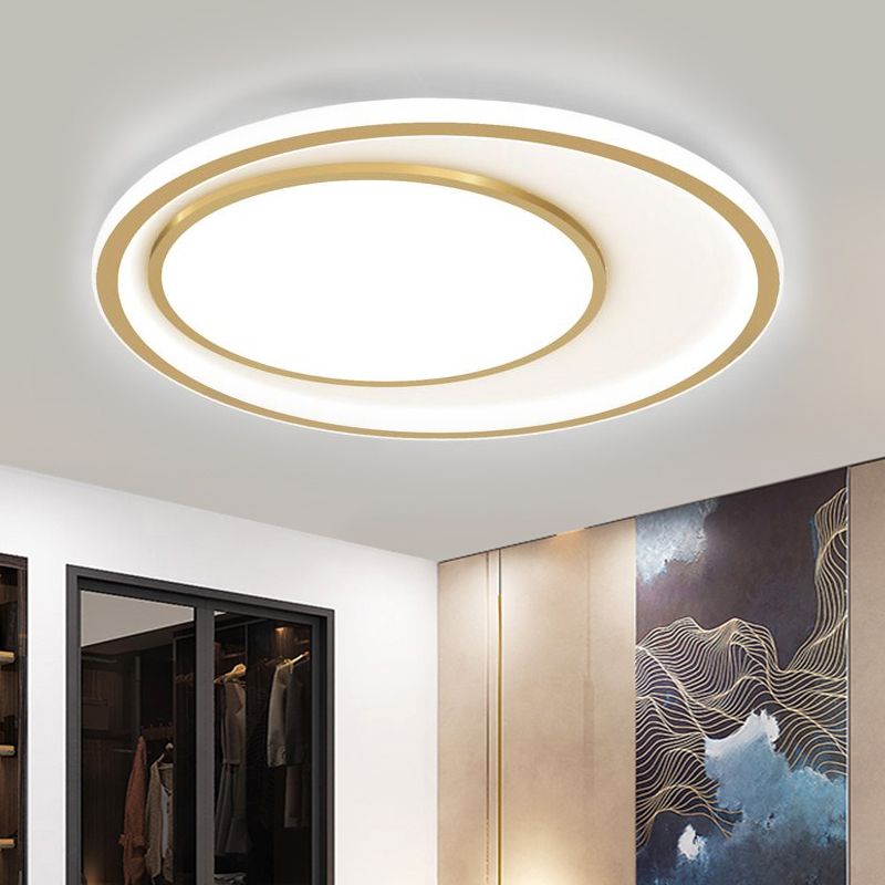 Rounded Flush Ceiling Light Modernism Acrylic 16.5"/20.5" Wide LED Gold Flush Mount Lighting