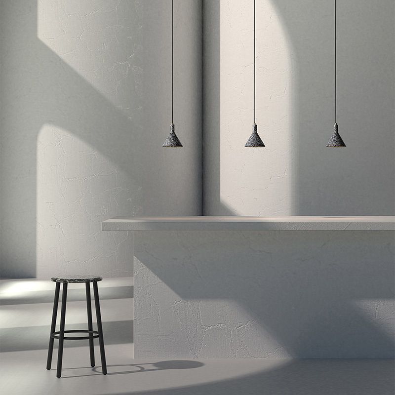 Nordic 1-Bulb hanger lamp Conical Small Suspension Lamp met terrazzo-schaduw voor Diner