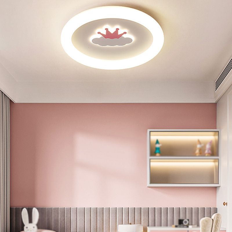 Round 1 - Light LED Flush Mount Light Kids Style Metal and Acrylic Ceiling Flush