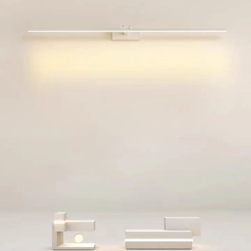 1-Light Linear Wall Sconce Modern Simple Style  Mirror Wall Lighting in White