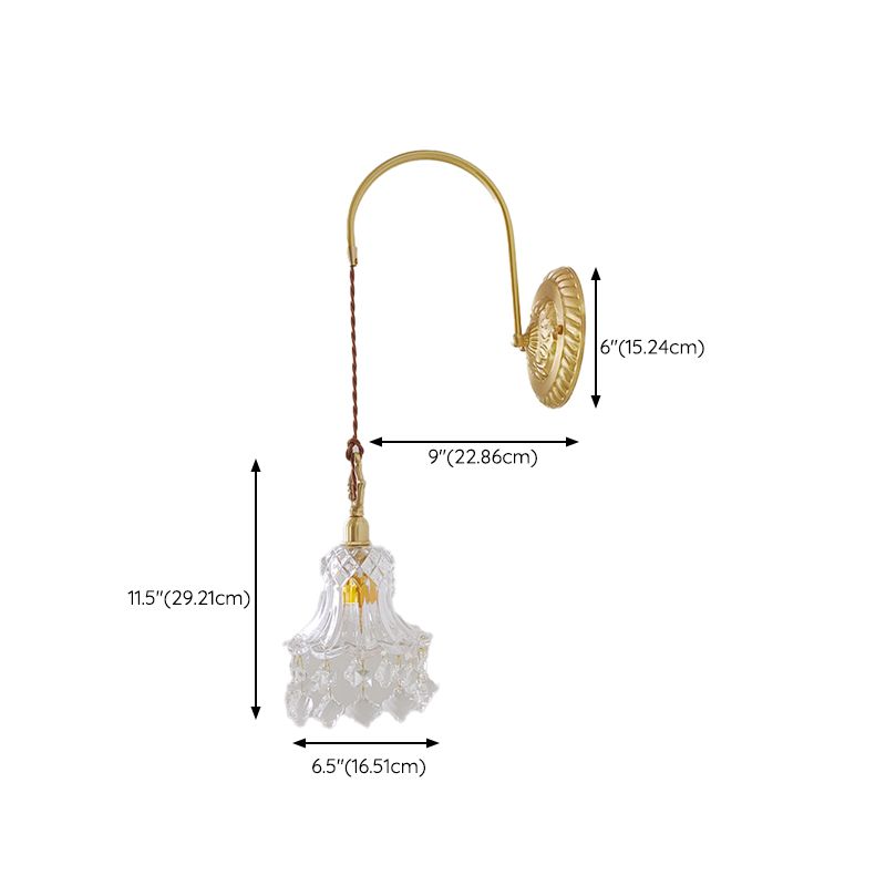 Metal Modern Wall Sconce Geometric Shape Wall Lamp with Crystal Shade