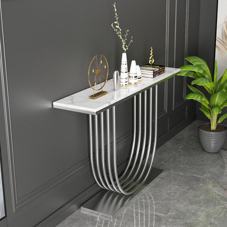 35.43" Tall Modern Console Table Marble 1-shelf Accent Table for Hall