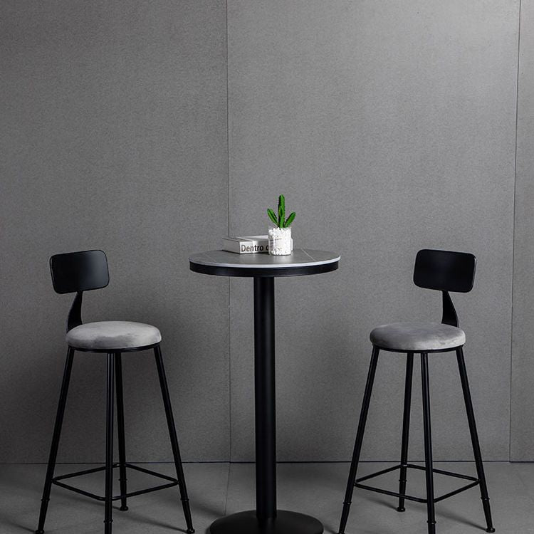 Industrial Gray Bar Table Faux Marble White 21.6" Round Top Bistro Table for Cafe