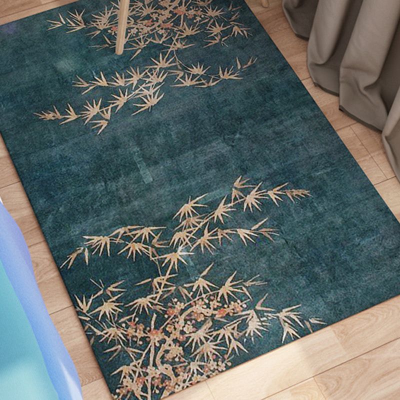 Casual Plants Area Rug Green Polyester Indoor Carpet Non-Split Rug for Indoor Room