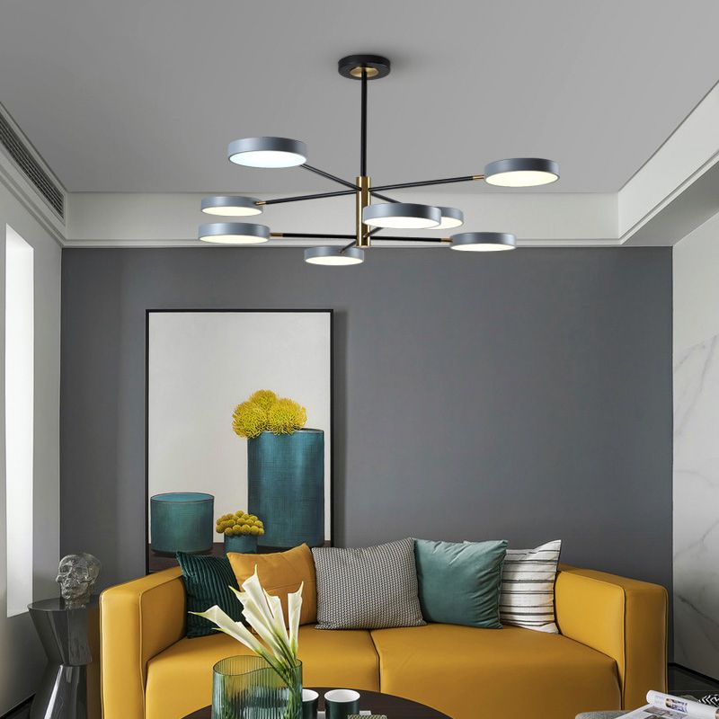 Two Layers Iron Chandelier Contemporary Style Pendant Light for Living Room Dinning Room