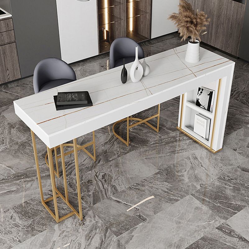 Nordic Glam Bar Counter Table Sintered Stone Table for Kitchen