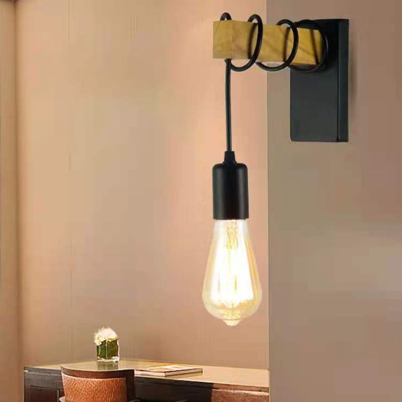 Simple Shape Wall Light Sconces Wood 1 Light Wall Lighting Fixtures for Bedroom