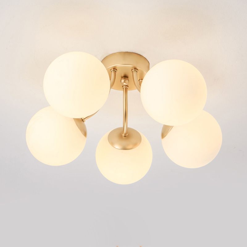 Nordic Modern Minimalist Glass Flush Mount Lamp with Glass Shade for Living Room