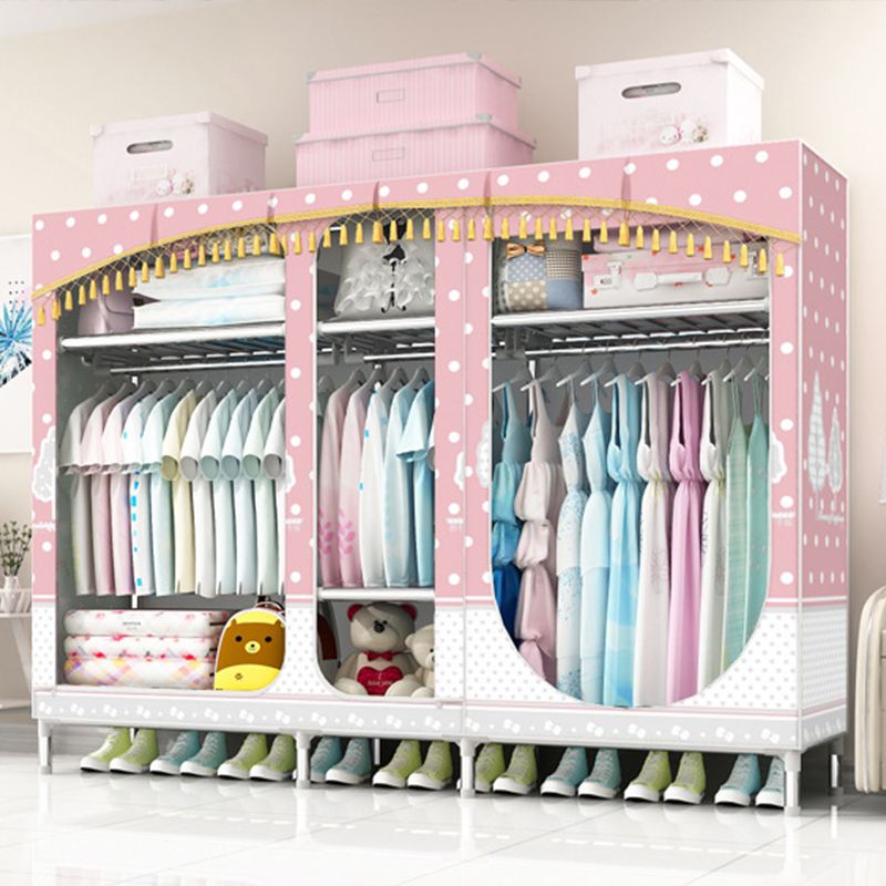 Contemporary Style Steel Wardrobe 3-door Wardrobe Closet with Legs