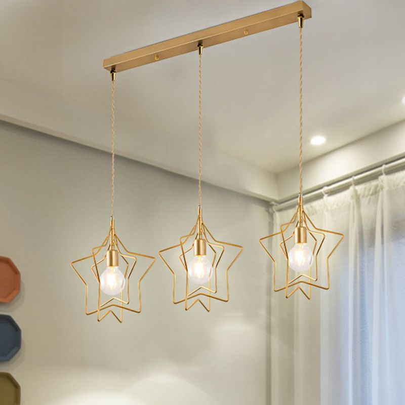3 teste Filo Filo Cluster Luce a sospensione Nordic Metal Appedful Light per sala da pranzo
