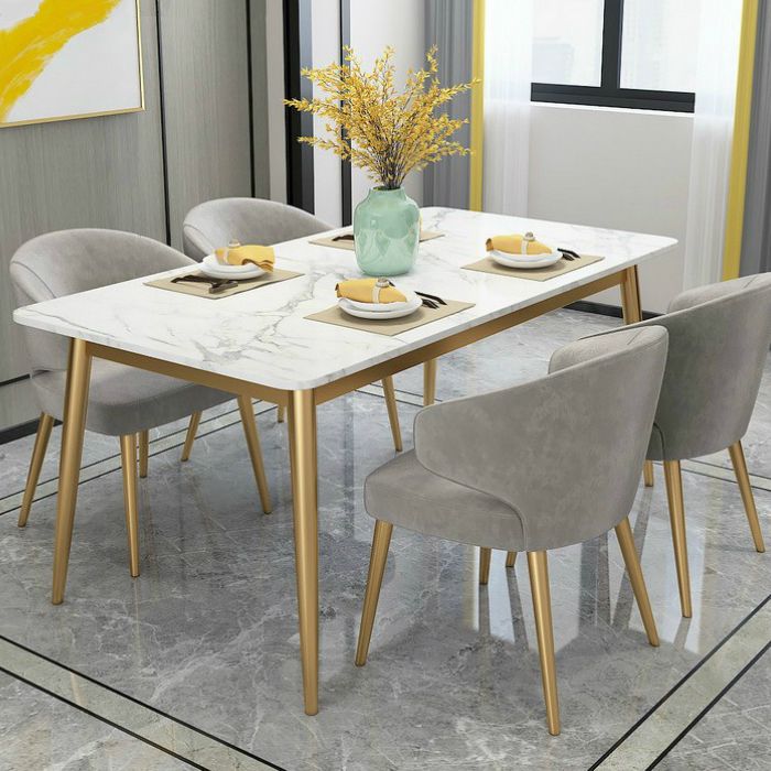 Iron and Stone Table Glam Style Home Rectangular Dining Table