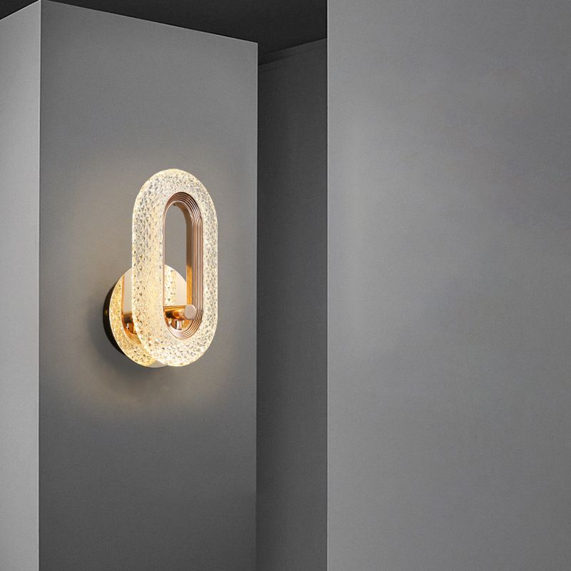 Modern Armed Sconce Light Faceted Crystal 1 Light Wall Lamp for in Clear