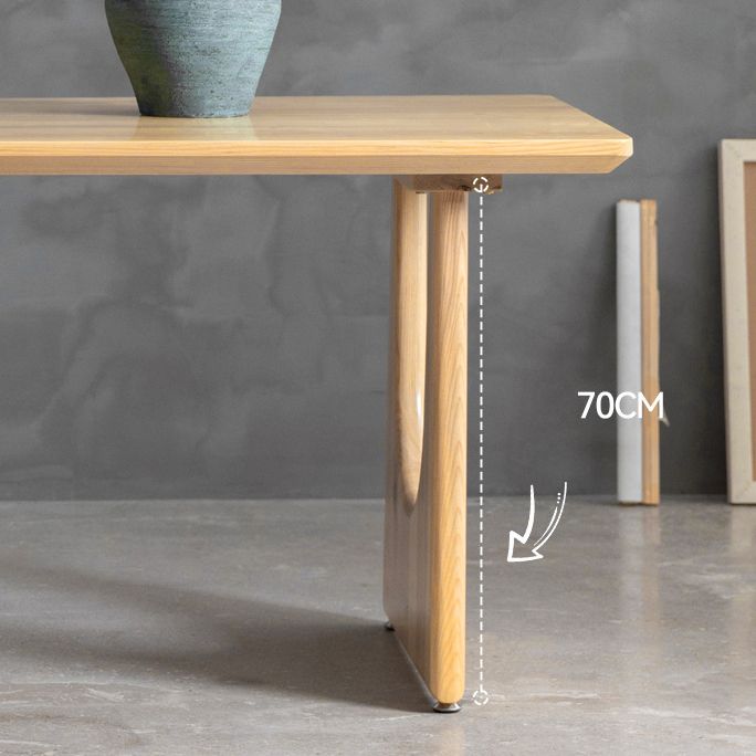 Rectangle Double Pedestal Dining Table Modern Pine Wood Table for Kitchen