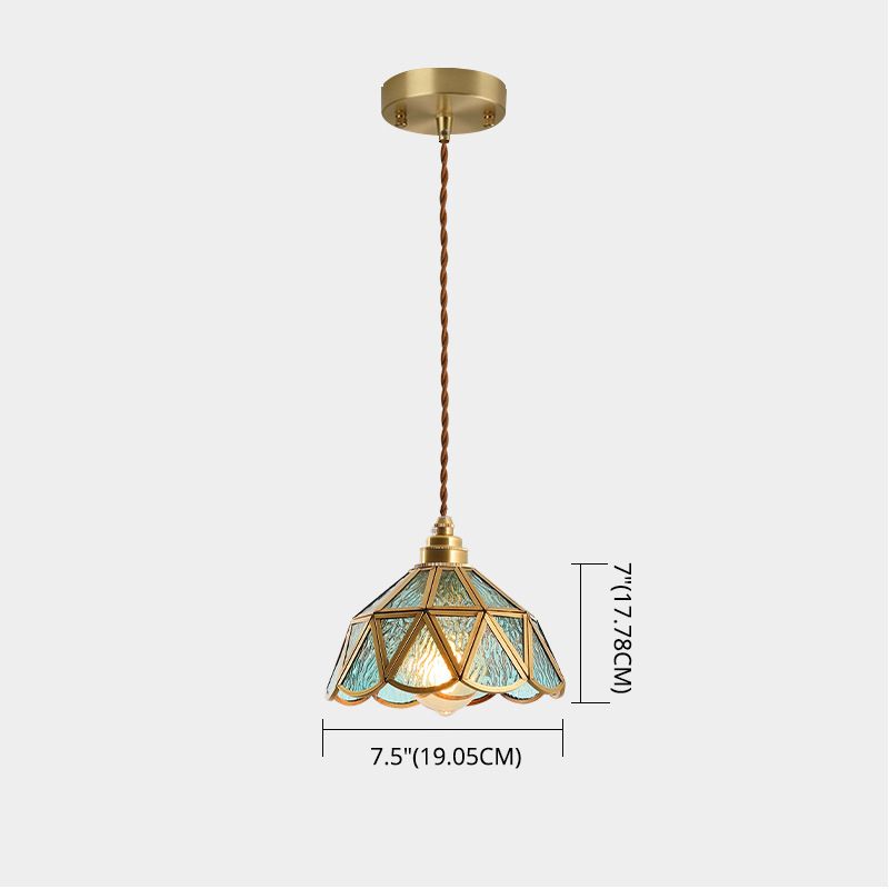 Icy Clear Glass Shade Hanging Lamp 1 Light Tiffany-Style Pendant Light Fixture for Bedroom