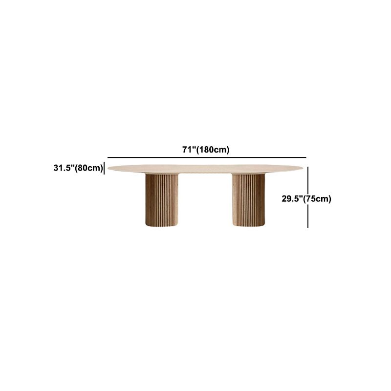 Pine Wood Top Dining Table Modern Oval Dining Table with Sled Base