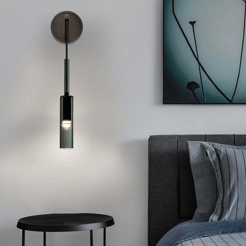 Modernism Wall Sconce Glass Wall Light Fixture in Black for Bedroom