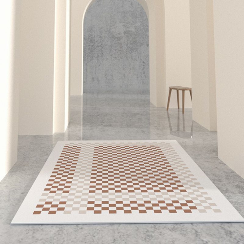 Multicolor Calming Indoor Rug Polyester Gingham Print Rug Easy Care Indoor Rug for Living Room