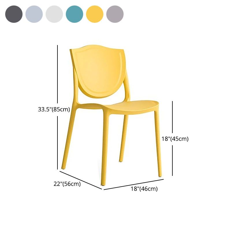 Scandinavische armloze open rugstoelen plastic eetkamerstoelen voor thuisgebruik