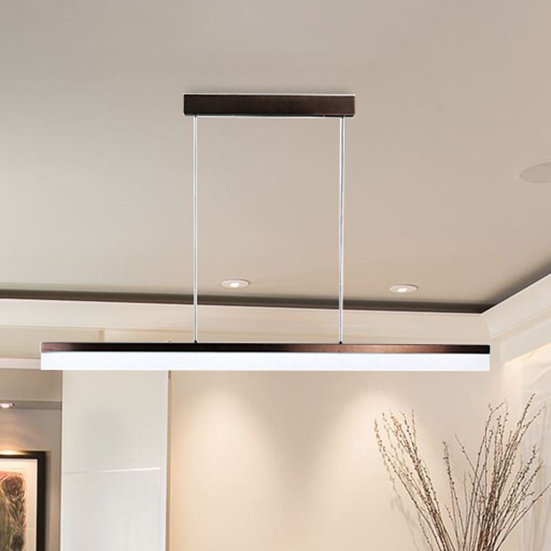 Black/White/Brown Linear Pendant Lighting Minimalist Metal LED Hanging Light in Warm/White/Natural, 31.5"/39"/47" Wide