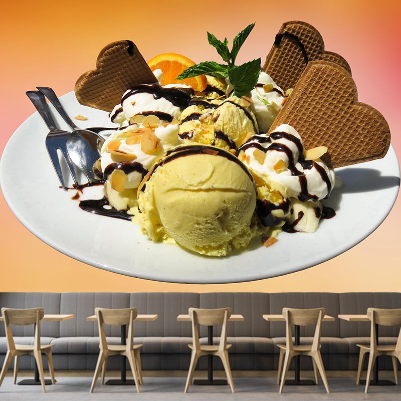 Photography Mural with Delicious Ice Cream Pattern Modern Dessert Shop Wall Covering