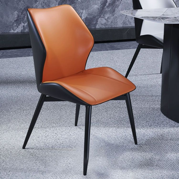 Modern Coffee Shop Wingback Chair Leather Matte Finish Dining Chair