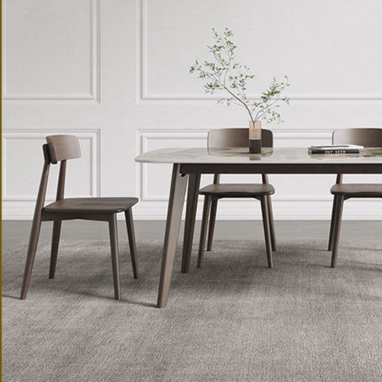 Modern Stone Dining Room Table for 2-6 Person Grey Rectangular Top
