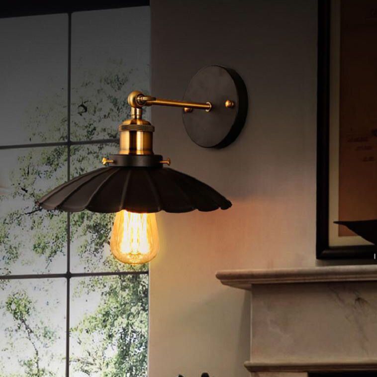Industrial Style Wall Sconce Metal 1 Light Sconces for Living Room