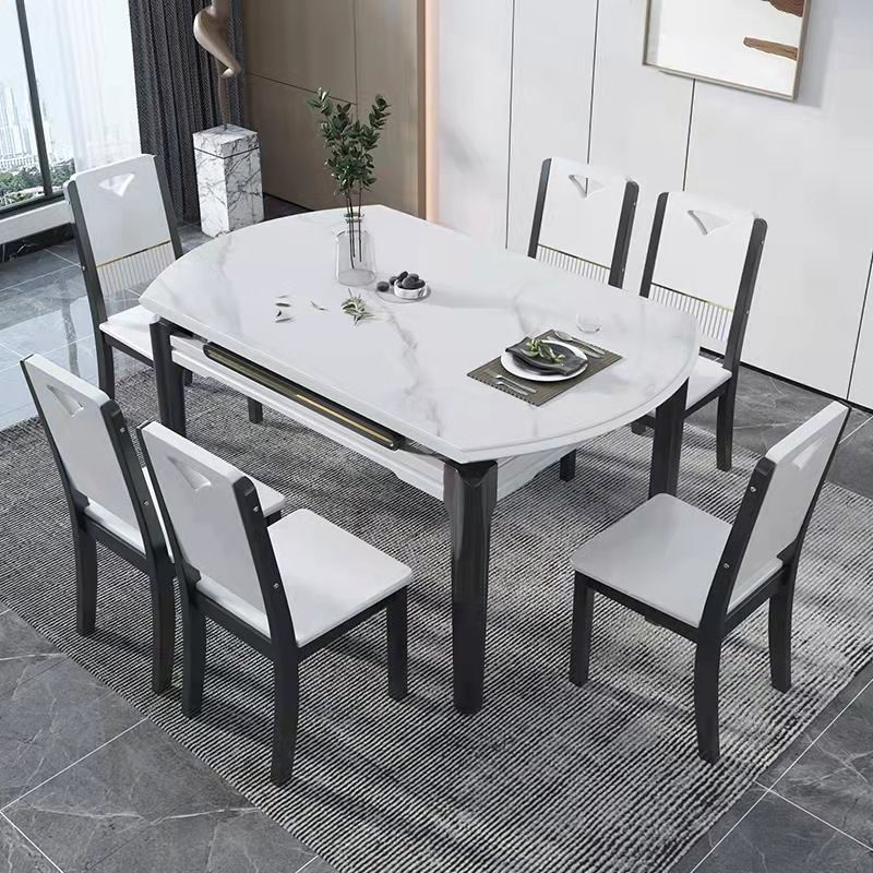Contemporary Dining Round Table Sintered Stone Table with Wood Legs for Home