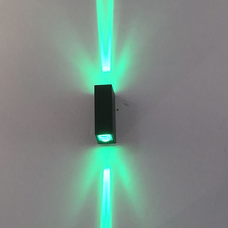 Minimalist LED 2-Sided Wall Lamp Black Rectangle Sconce Lighting with Metal Shade, Blue/Purple/Yellow Light