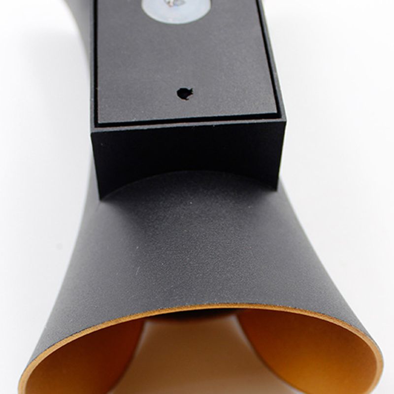 Curved Wall Light Lamp Sconce Modern Style Aluminum 2-Lights Black and Gold Wall Sconces